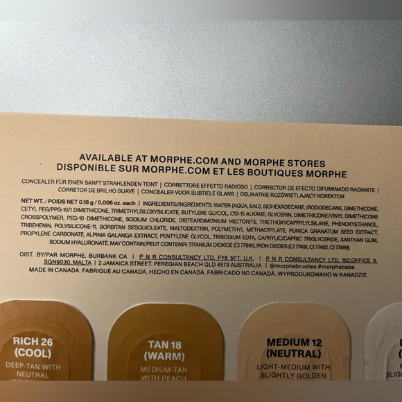 Morphe Filter Effect Soft Radiance Concealer Medium Coverage Sample Card - Picture 3 of 6